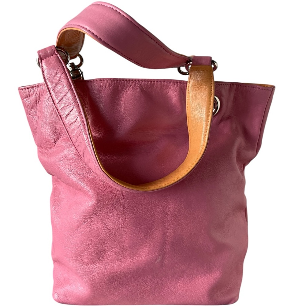Vintage Talbots Pink Leather Tote Bag